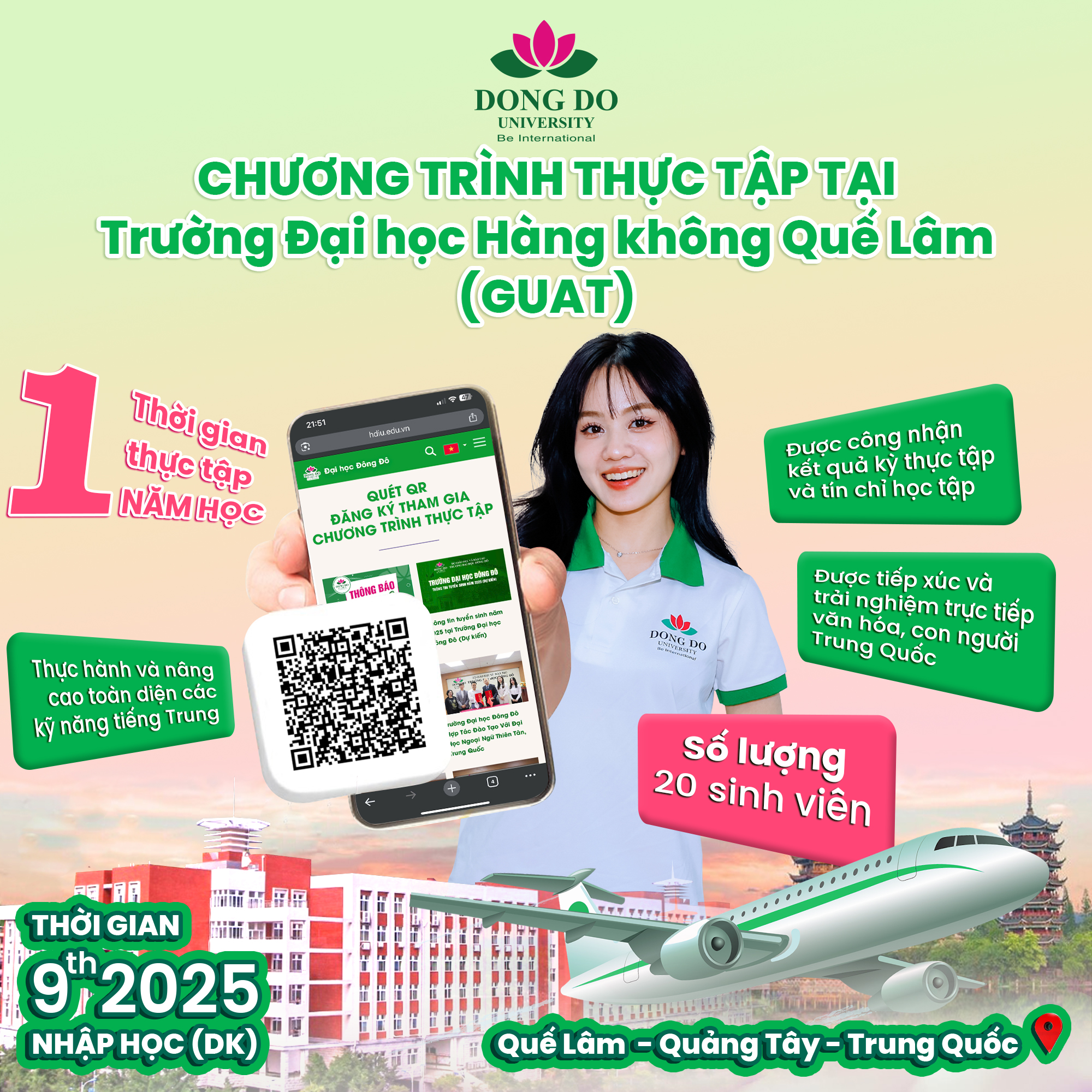 Thông báo tham gia chương trình thực tập tại Trường Đại học Hàng không Quế Lâm (GUAT)