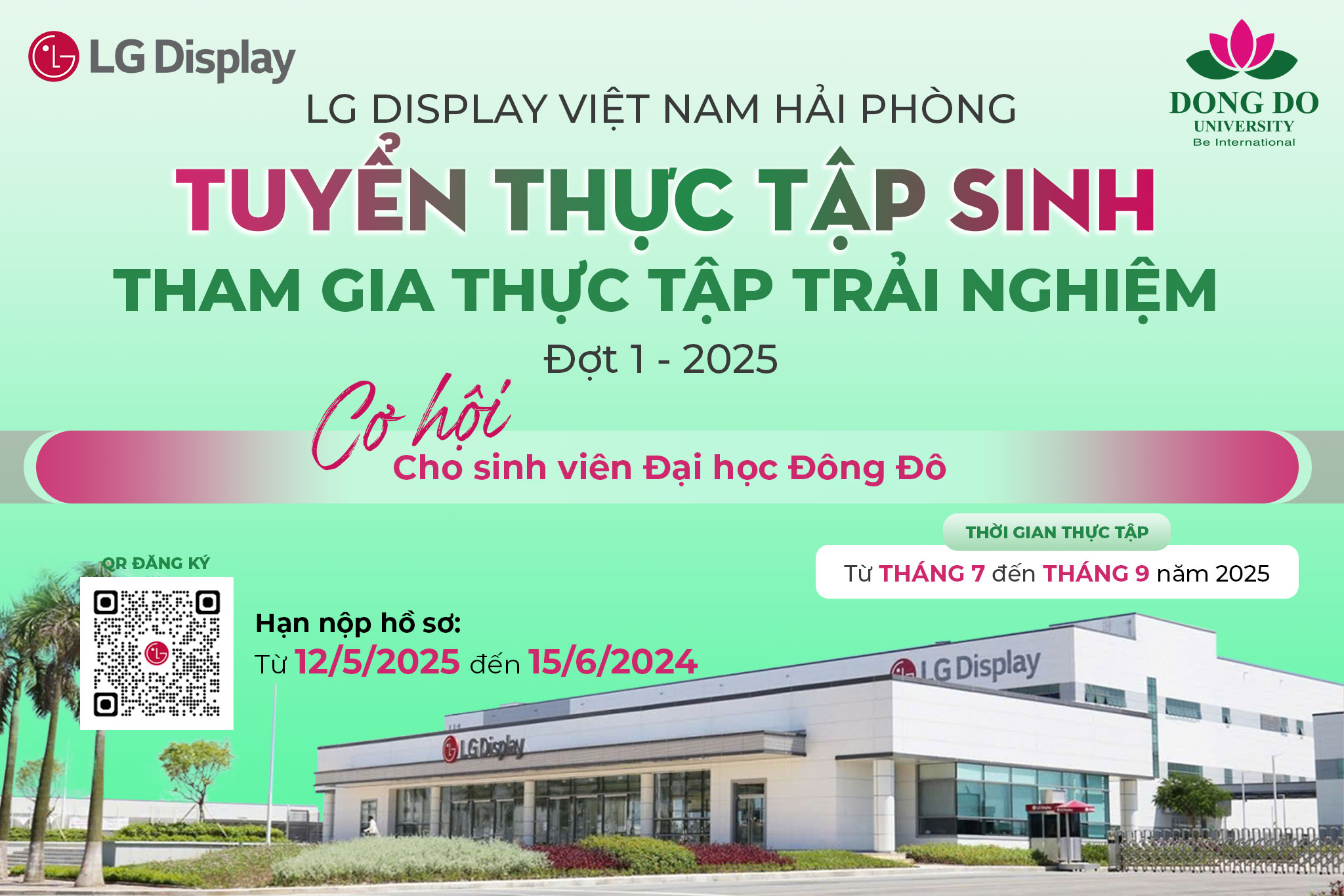 Tuyển sinh viên tham gia chương trình thực tập trải nghiệm tại Công ty TNHH LG Display Việt Nam Hải Phòng – Đợt 1/2025